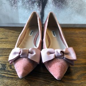 Dune London jewel heeled flats with bow